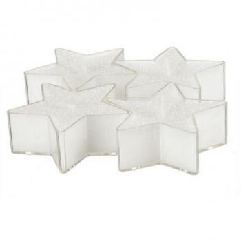 Fééric Luminaires Noël Kit 4 Bougies Étoiles Blanches Pailleté