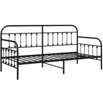 Struttura Letto di Giorno Nero 100 x 190 cm Acciaio
