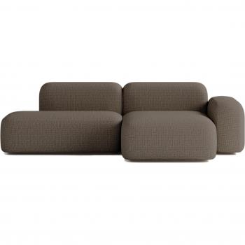 Canapé d’angle ATIO 3 places en velours marron, taille 250 × 70 × 173 cm