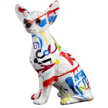 Figurine Chihuahua Blanc en Résine 25x19x12cm