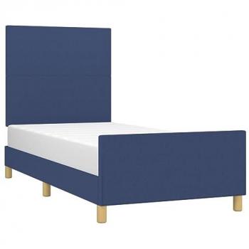Cadre de lit bleu 90x190 cm tissu