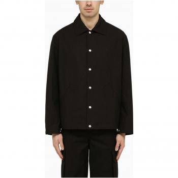 Cotton Long-sleeved Logo Jacket Black Size 48