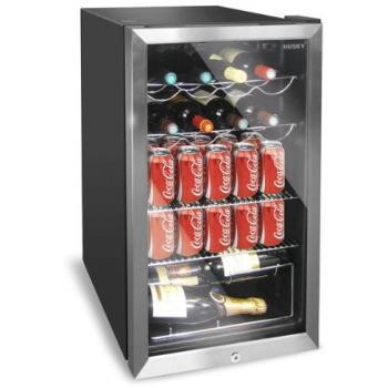 Husky HUS-HM39 Chrome Door Wine Cooler, 150 Litre, Black