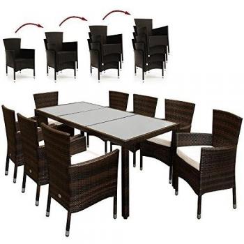 Polyrattan Gartenlounge Bali 9-tlg Braun/Creme