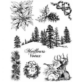Timbre en bois cerf pour gaufrage et scrapbooking