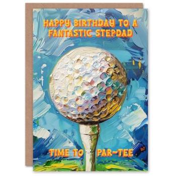 Blue Artery8 Men’s Birthday Card, Perfect for a Golf‑Loving Stepdad