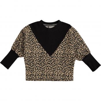 Leopard Print Patchwork Knit Pullover for Toddlers