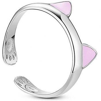 Bague en Forme d'Oreilles de Chaton en Argent Sterling 925