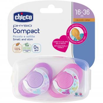 Chicco Physio Gummi‑Schnuller Set – Rosa – 2 Teile – Alter 16 bis 36 Monate