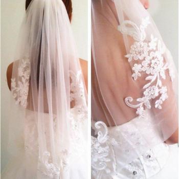 Beaded Diamond Appliqued Wedding Veil