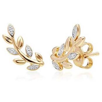 O Leaf Diamond Studs in 9ct Yellow Gold