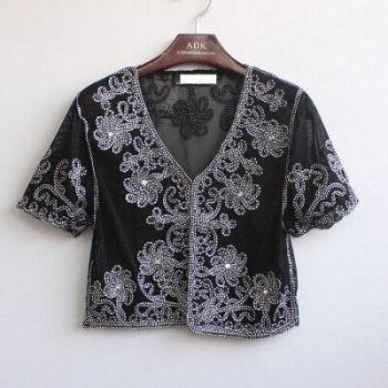 Bolero Florido Strass Encaje Malla