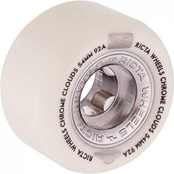 SkatePro Ricta Chrome Clouds 92A 56mm Wheels – White & Silver Pack