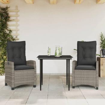 Patio Serenity 3‑Set – Grey Poliratanas Dining Chairs & Cushion Kit