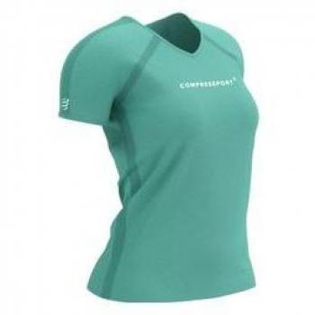Frauen Kurzarm-Jersey Shellblau mit Trainingslogo
