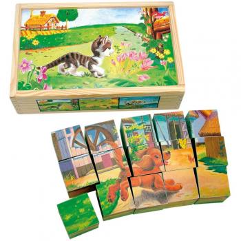 Bino Bilderwürfel Haustiere Holzspielzeug