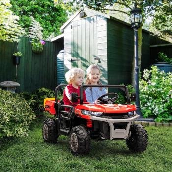 HOMCOM Two-Seater Kids Ride on Truck with Electric Bucket, Parental Remote