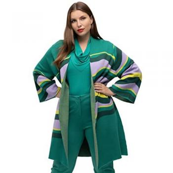 Plus Size Strickjacke für Damen, grün, Kelchkragen, Ulla Popken