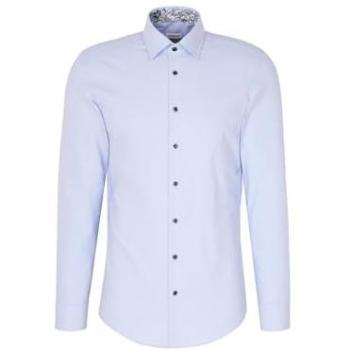 Slim Fit Kentkragen Businesshemd Uni in Hellblau