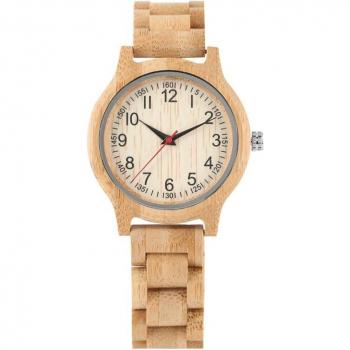Reloj Femenino de Bambú y Cuarzo