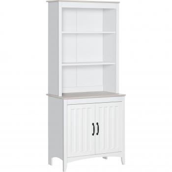 HOMCOM Kitchen Cupboard with 3-tier Shelving Double-door Storage Cabinet, White