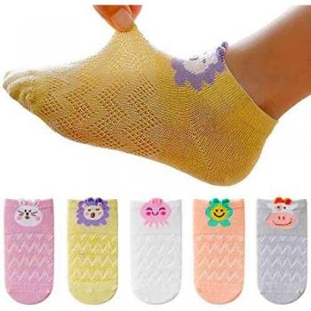 Calcetines de Algodón para Niña T WILKER, 5 Pares, Transpirables, Cortos, 1 a 12 Años