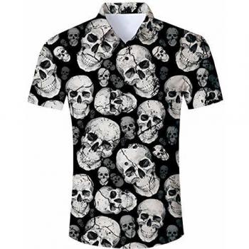 Goodstoworld Cooles 3D Skull Hemd Herren Kurzarm M