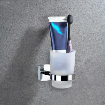 Bathroom Toothbrush Holder with Glass Cup and Zinc Alloy Design
