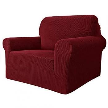 Housse de Chaise avec Bras Jacquard Vin Rouge