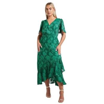 Robe portefeuille florale verte Yours Curve