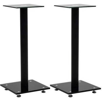 VidaXL Supporti per altoparlanti, 2 pezzi, 1 colonna, vetro temperato, nero
