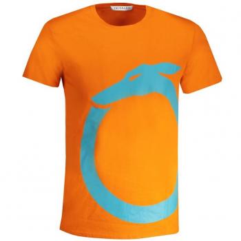 Trussardi Herren T-Shirt in Orange – Kurzarm, Rundhals, Druck