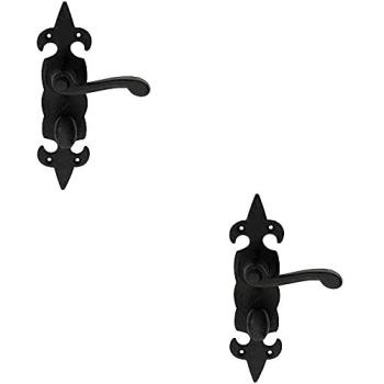 Black Antique Dual Forged Scroll Handle Duo for Bathroom Backplates