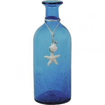 Vase en verre bouteille bleu