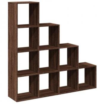 Brown Oak Engineered Wood Bookcase with 4 Tiers (131.5x29x131.5 cm, vidaXL)