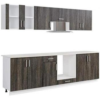 VidaXL Küche 8‑Tlg. Wenge: Küchenblock + Dunstabzugshaube für die moderne Einbauküche
