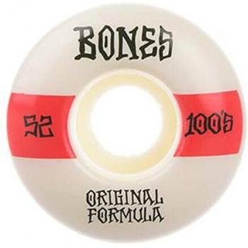 Bones 100s V4 Wide 52mm Wheels Set – 4 Pieces (Red/White)