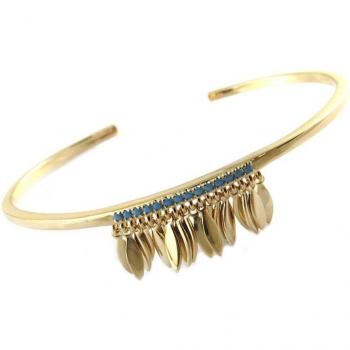 Turquoise Gold‑Leafed Navajo Bracelet