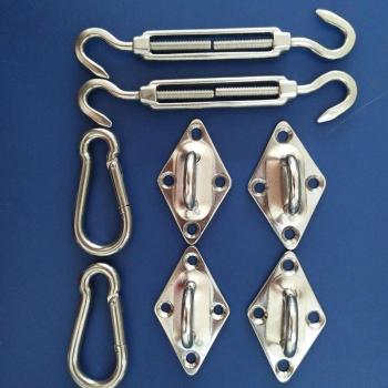 Kit Voile Solaire 8 Pcs Acier Inoxydable – Accessoires de Fixation et Auvent