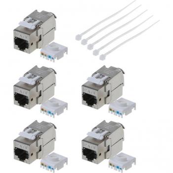 Kit de 5 Conectores RJ45 Keystone Cat6 Aislados sin Tooless