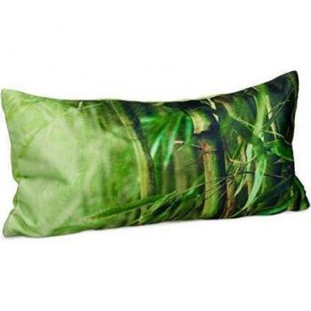 Coussin de bain en bambou Relaxdays avec motif, oreiller extra doux pour le cou, 10 x 37 x 17 cm, avec 2 ventouses