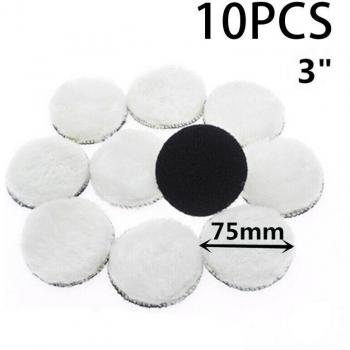 Juego de 10 Almohadillas para Pulir Detalles en Blanco (3) con Gorra de Lana Artificia