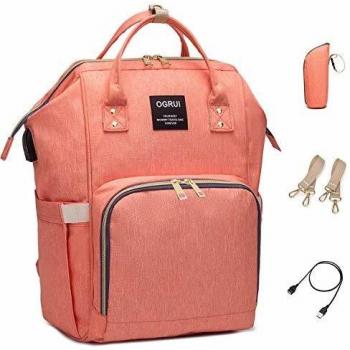 Baby Wickelrucksack Wickeltasche, Große Kapazität Babytasche Wasserdichte Reiserrucksack Organizer Multifunktional mit Kinderwagen Riemen für Mama Papa Arbeit oder Ausflug (Pink)