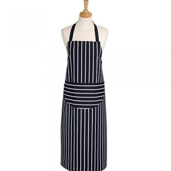 Large Cotton Butcher's Stripe Apron in Navy Blue
