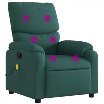 Sillón de masaje reclinable de tela verde oscuro
