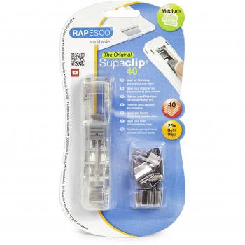Rapesco Supaclip 40 Dispenser with 25 Stainless Steel Clips