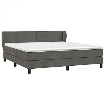 Vidaxl Boxspringbett mit Matratze 160x200 cm Dunkelgrau Samt