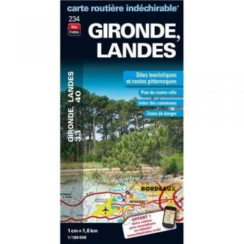 234 Gironde, Landes, Carte Départementale, Routière et Touristique