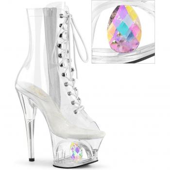 Pleaser MOON-1021C-DIA Damen Stiefeletten Transparent