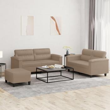 Set de canapés triplets avec coussins simili cuir couleur cappuccino